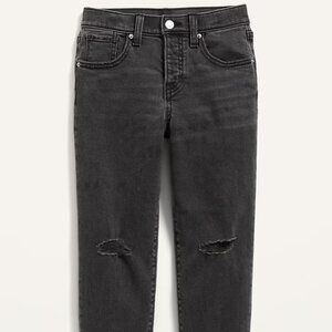 High-Waisted O.G. Straight Built-In Tough Button-Fly Ripped Jeans for Girls